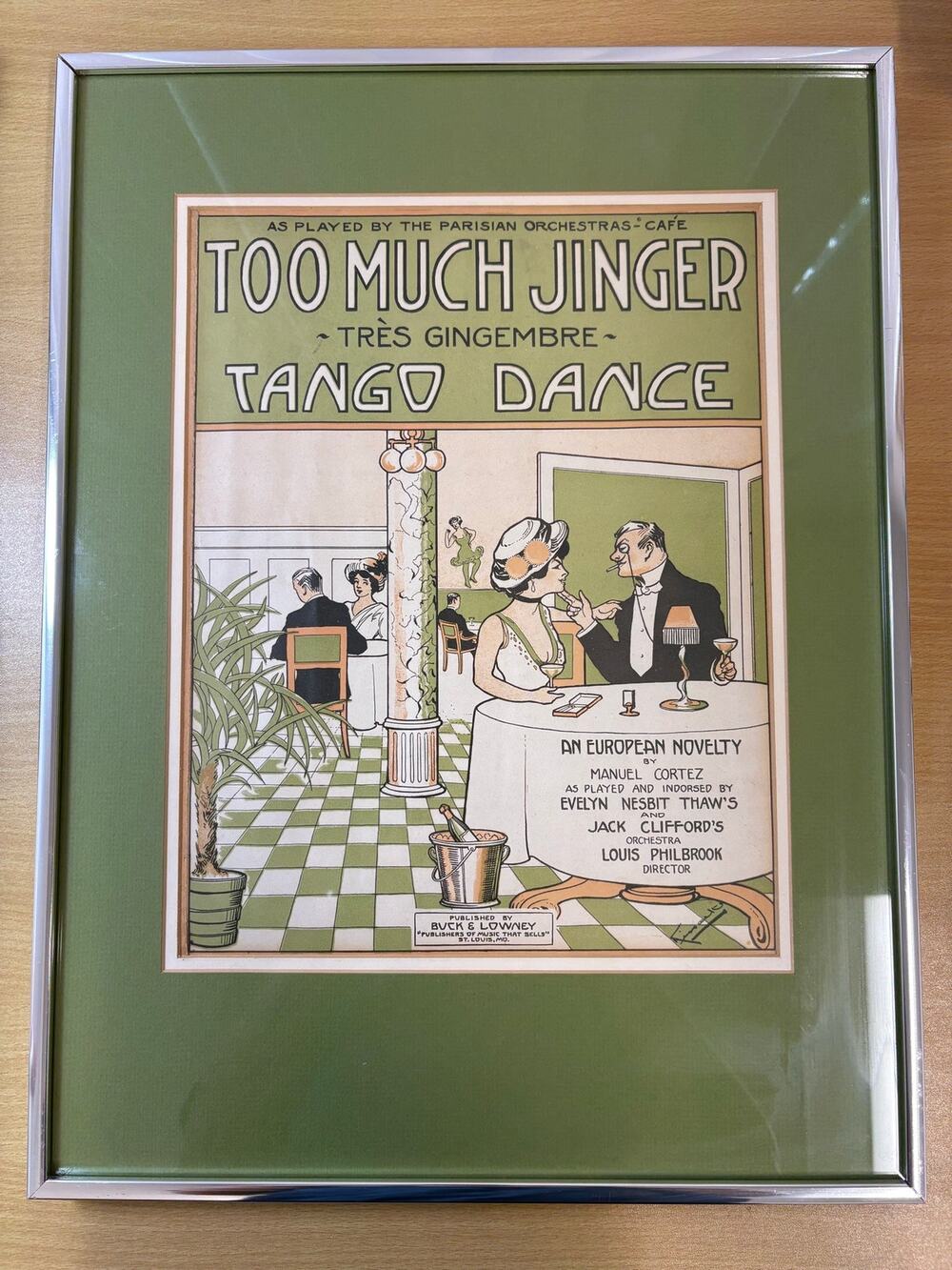 Vtg 1913 “ Too Much Jinger” Sheet Music Cover Framed